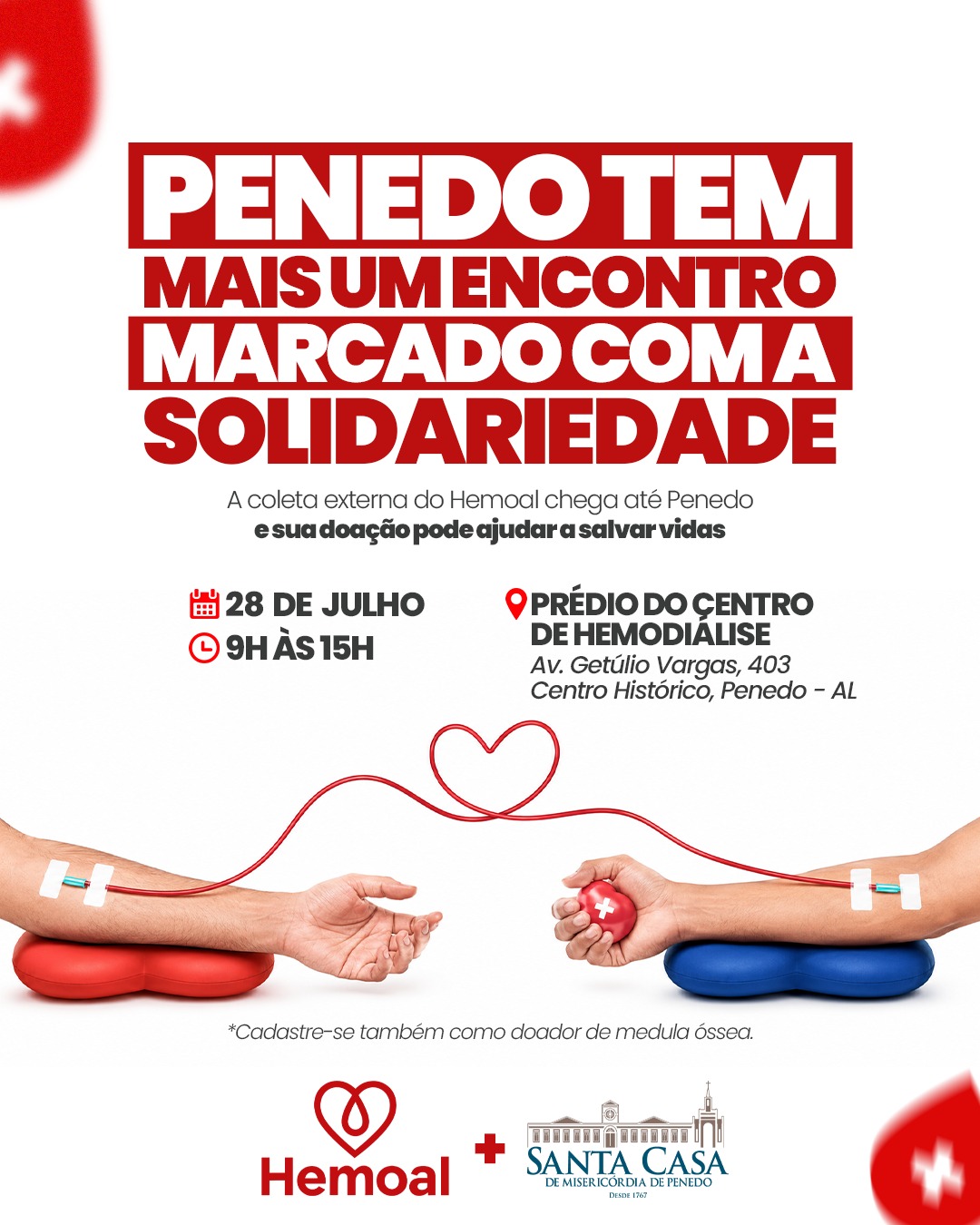 Santa Casa de Penedo recebe coleta externa do Hemoal e convida população para um gesto que salva vidas
